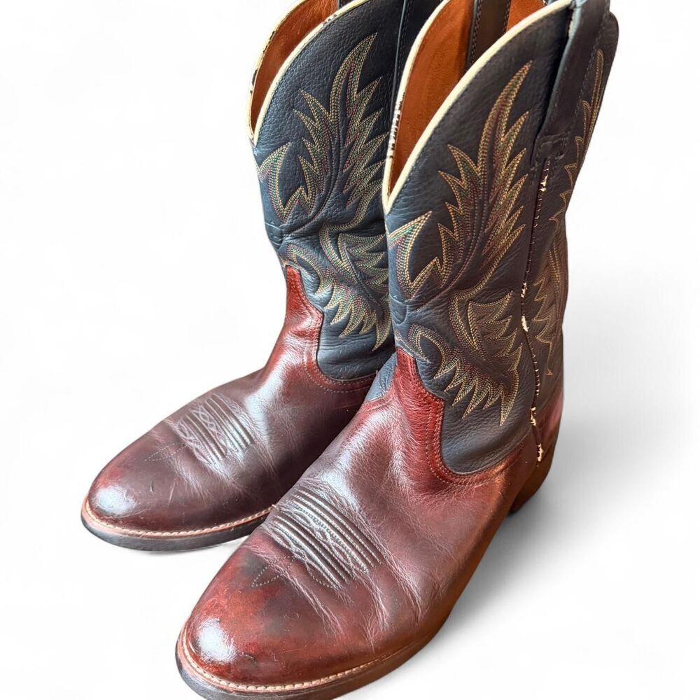 Ariat Men’s Heritage Western Cowboy Boots Brown & Navy Leather Size 10 D